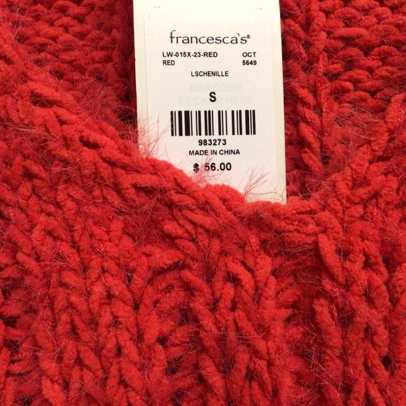 Cupcake Clothing LTD Cable Open Knit V-neck Sweater Red Women's Size Small NWT - Picture 4 of 10